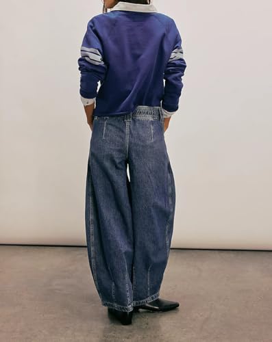 yoeasy Women's Wide Leg Baggy Jeans Drawstring Low Rise Barrel Jeans Casual Loose Boyfriend Y2K Denim Pants4