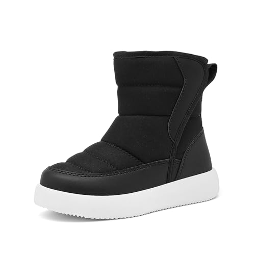 Botas de nieve de color sólido para niños y niñas de invierno para niños y niñas, botas cálidas antideslizantes con engrosamiento de lana, Blanco, 29.5 EU