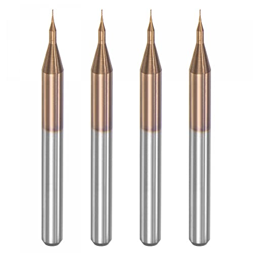 Image of uxcell End Mill CNC Router Bits, 1 /8 inch 3.175mm Shank 0.2mm x 1mm Titanium Coated Tungsten Carbide Engraving Milling Cutter for PCB Plastic Fiber Wood 4pcs