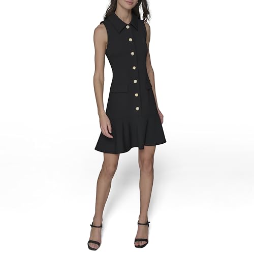 KARL LAGERFELD Womens Collared Sleeveless Above The Knee Sheath Dress2