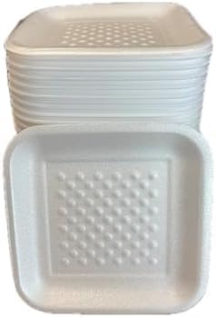 Crafts Foam Trays White Foam Meat Tray Paint and Ink Mixing Trays Food Tray School Printmaking Trays for DIY Crafts 5 1/4 x 5 1/4 x 1/2 Inches (10)