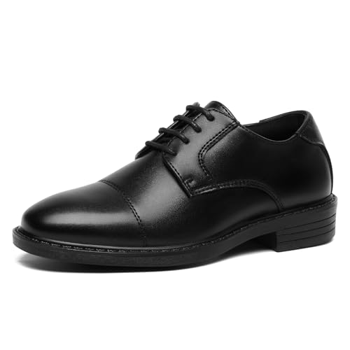 GINNI Boys Dress Shoes Classic Oxfords Wedding Church Formal Shoes for Toddler/Little Kid/Big Kid Black