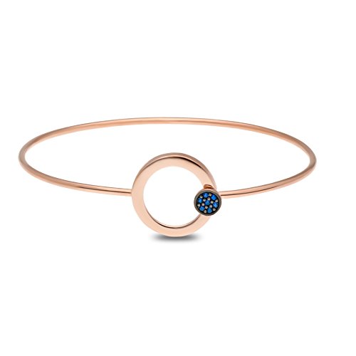 Preisvergleich Produktbild AQILA Damen Armreif Armspange blauer Zirkonia 925 Silber rhodiniert rosegold