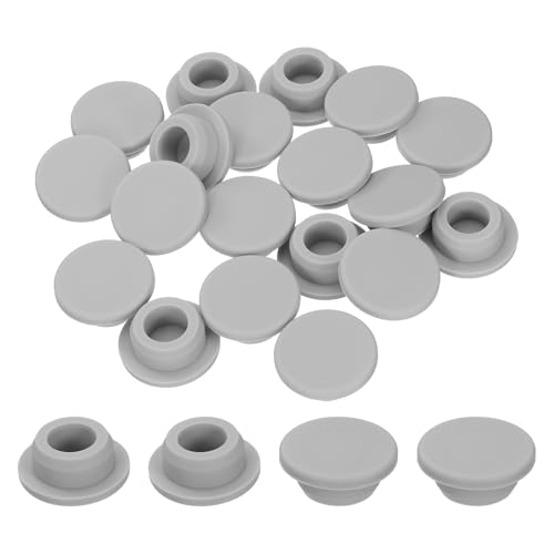 Image of uxcell 20 Pcs Hole Plugs, Heat Resistant Silicone Flush Type Fastener Hole Cover Plug for 25mm(1 Inch) Hole, Round Snap Locking Tubing Plug Hole for Furniture Cabinet, Grey