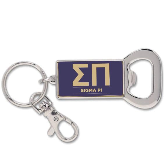 Sorority Shop Sigma Pi Fraternity Keychain - Flat Bottle Opener with Greek Letters and Fraternity Name in Official Colors, Sigma Pi Keyring