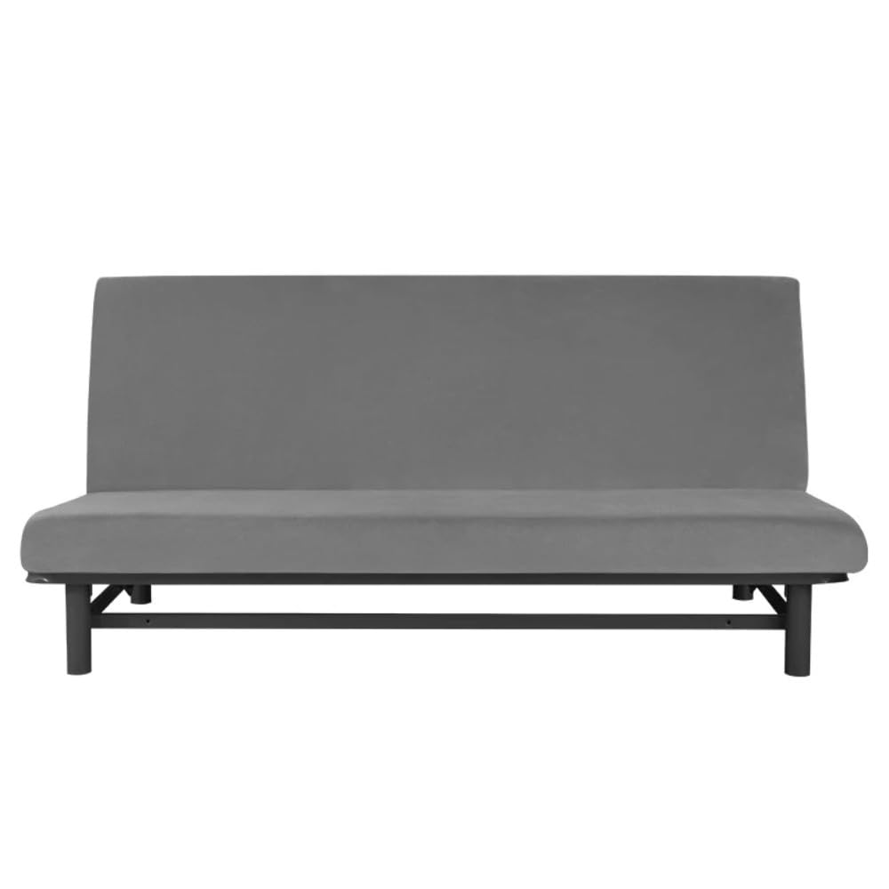 Housse clic clac extensible en velours gris foncé pour canapé 180-215cm