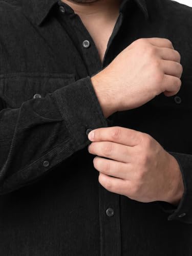 Image of Urbano Plus Men's Corduroy Full Sleeve Regular Fit Solid Overshirt with Utility Pockets