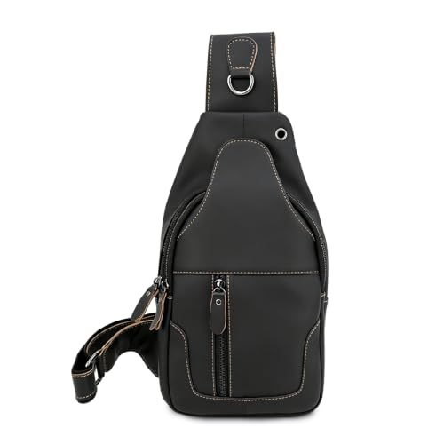 Bolsa de pecho de cuero retro con acabados resistentes para hiking