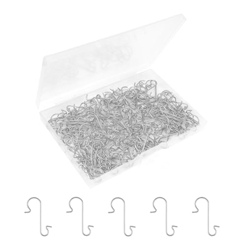 TeaATiCh 100pcs Christmas Ornament Hooks Hangers Christmas Bauble Ornament Hooks with Storage Box Mini Stainless Steel Hook for Hanging Xmas Tree Decoration(Silver)