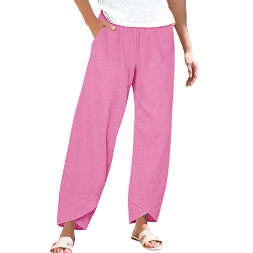 Pantalon court femme grande taille sarouel plage rose fluide été