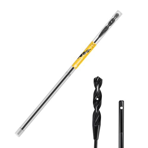 36" High-Speed Steel Installer Drill Bit for Pulling Wires &amp; Drilling Nails in Walls, Ceilings, Sidewalks, 1/2" Cutting Head, 118° Split Point, 3/16" 3-Flat Shank for Wood, with Storage Tube