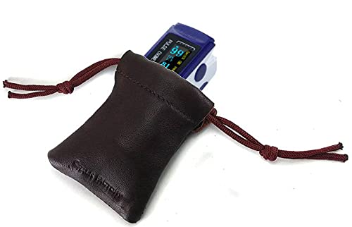 Pulse Oximeter Case, Leather Pouch, Ear Bud/Pod Pouch . Genuine Leather from Chalk Factory: Pack of 2