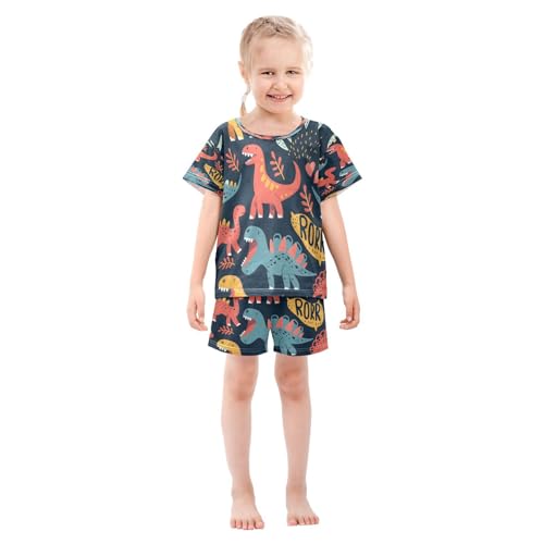 senya Short Sleeve Pajamas Sets Summer Cotton Sleepwear Dinosaur and Grass3