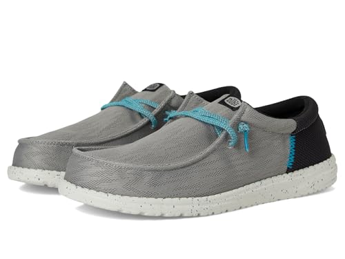 Image of HEYDUDE Mens Wally Funk Zigzag Mesh Moon Grey /Black 7 M
