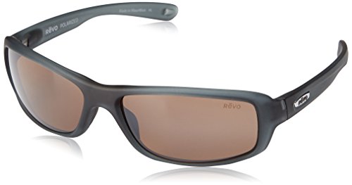 Revo Converge RE 4064 00 BR Polarized Rectangular Sunglasses, Matte Grey/Crystal Terra, 61