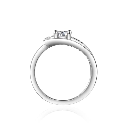 0.5 Carat Moissanite Eternity Engagement Ring For Women Unique Design 925 Sterling Silver Plated 18K White Gold Ladies Ring Jewelry3