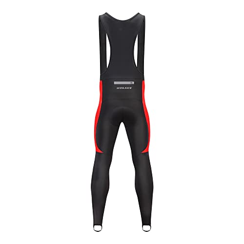 Wosawe Men's Thermal Bib Pants Winter Cycling Stirrup Compression Leggings 4D Padded Bike Tights, Red Xxxl #TOP2