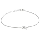 Vinani Anklet - Coeur double - prolongée de 23 cm à 27 cm - Italie de grande qualité - Chaine Cheville - Argent 925 - FDH
