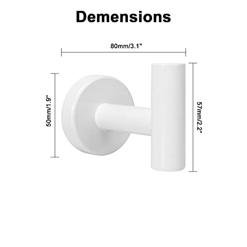 Nearmoon Bath Towel Hooks- Sus 304 Stainless Steel Robe Hook Holder, Heavy Duty Coat Hook For Bathroom Livingroom Hotel Kitchen Garage, Wall Mounted- 4 Pack (White) #TOP3