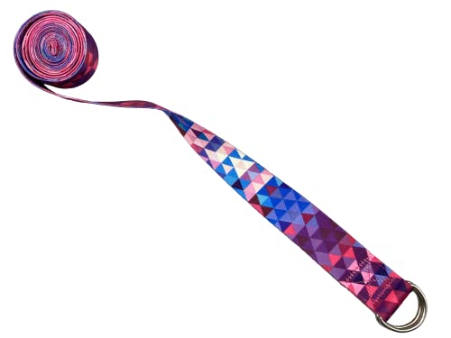 Aozora - Aozora Yoga Strap for Stretching - 8 Feet Non-Elastic Belt With Extra Safe Adjustable D-Ring Buckle - Pilates Straps and Accessories (Colorful Triangle-1 Pack)