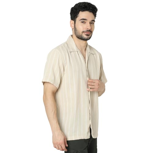 Image of Spykar Men's Relaxed Fit N /A Half Sleeve Striped Casual Shirts