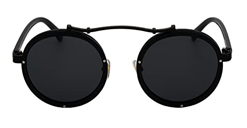 J&L Glasses Vintage Round Steampunk Sunglasses Metal Frame For Men or Women 17623