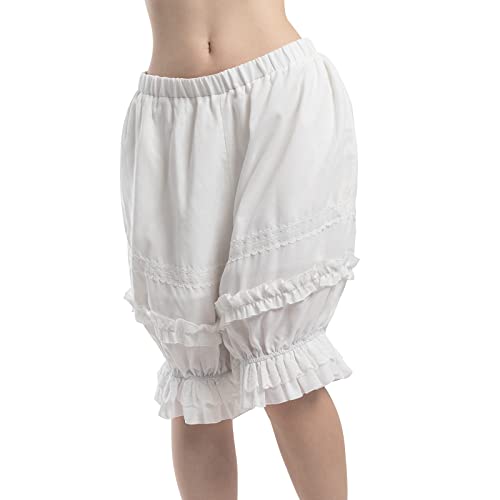 Ltakk Bloomers Women Victorian Steampunk Pumpkin Shorts Ruffle Lace Pantaloons, White, L/Xl #TOP25