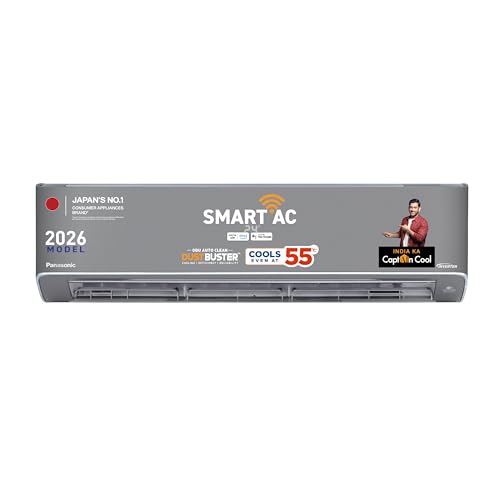 Image of Panasonic 1.5 Ton 5 Star New Star rated Premium WiFi Inverter Smart Split AC (DustBuster Tech,Matter Enabled,AI,nanoe, Higher Airflow, Copper Cond., 8in1 Convertible, 4-Way, CS /CU-HU18CKY5XFMH-P,Grey)