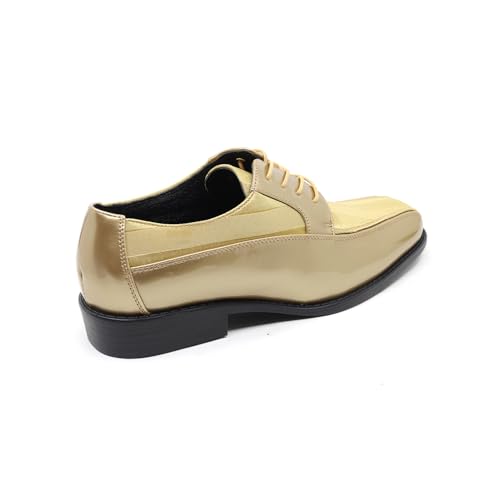 Men's Oxford Lace up Striped Satin Patent Tuxedo Dress Shoes MC-1793