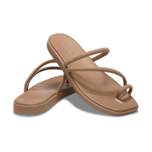 Image of Crocs Women's Miami Toe Loop Sandals | Square Toe Flat | Flexible Straps | Croslite Foam Footbed
