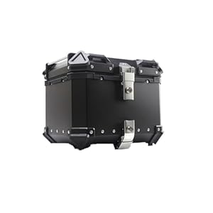 Iskado Motorcycle Box 45L Black Motorcycle Top Box Universal Rear Trunk Helmet Box Aluminum Alloy Luggage Cases Key Lock Toolbox Fashionable 10 31+wwgp unl. sl500 . ss300