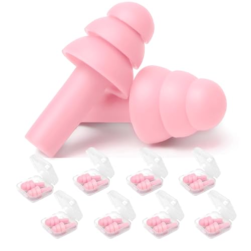 Image of Earplugs for Sleeping Noise Cancelling, 8Pairs Reusable Ear Plugs | Super Soft Silicone, NRR 32 dB, Triple Seal Waterproof, Sleep /Swim /Concerts /Work, Washable BPA-Free, 8Colors Individual Packs