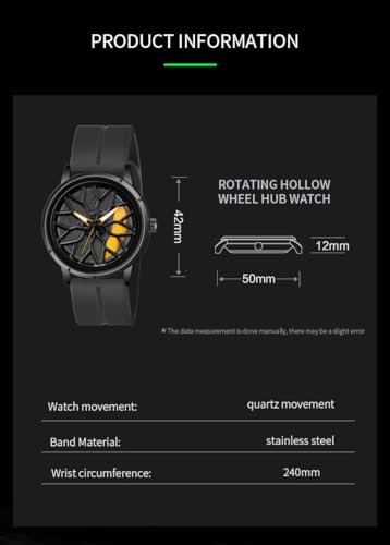 Image of Shocknshop RevolveX Rotating Hollow Wheel Hub Creative Fashion Analog Silicone Magnetic Strap Wrist Watch for Men Boys -WCH368