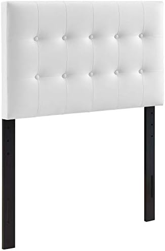 Modway Emily Tufted Button Faux Leather Upholstered Twin Headboard in White