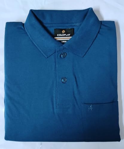 Image of COLDPLAY Men's Cotton Blend Solid Polo T-Shirt | Men's Half Sleeve Polo T-Shirt