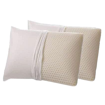 OrganicTextiles Talalay Latex Pillows with Organic Cotton Cover [GOT'S Certified] - Help for Back, Neck and Shoulder Pain Relief (Standard, Soft) - 2 Pack