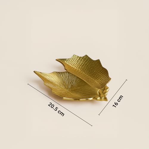 Image of MARKET 99 Golden Embossed Decorative Platter | Glossy Aluminium Tray for Table Decor, Housewarming, Diwali & Gifting | Elegant Designer Dish for Center Table, Dining, Living Room & Festive Use
