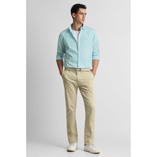 Peter England Men's Slim Fit Full Sleeve Cotton Solid Casual Shirt with Pocket