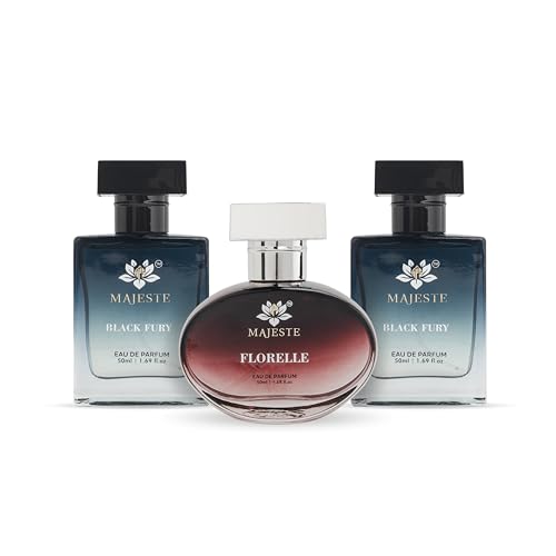 Image of Black Fury & Florelle by APS Majeste | TRIO Combo PACK for Men & Women 3 x 50ml (2Black Fury &1 Florelle) | Eau De Parfum