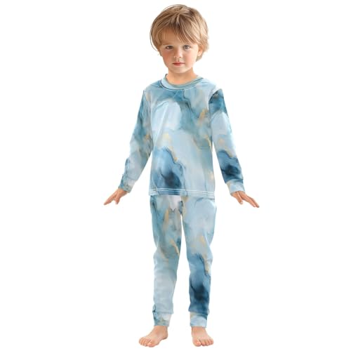 senya Blue Marble Pajamas Set Long Sleeve Soft Cotton Sleepwear 2 Piece3