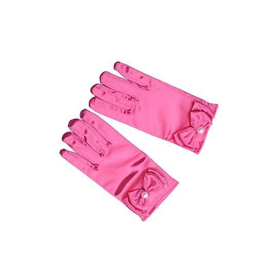 BESPORTBLE Bowknot Design Short Gloves for Boy Girl Performance Cosplay Accessories Rosy Color for Stage Costume Parties and Special Occasions
