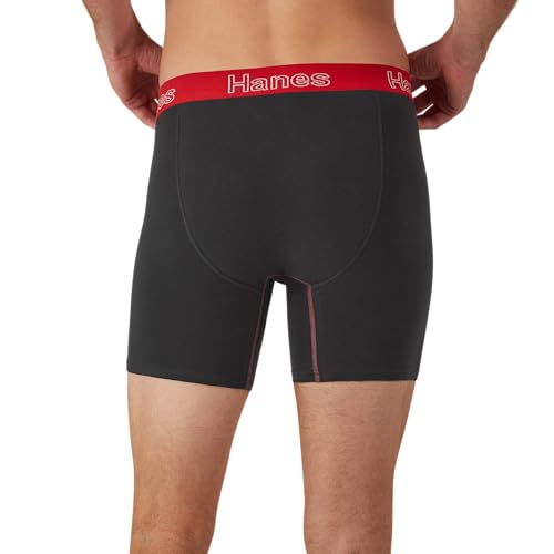 Hanes Mens Underwear Briefs, Cotton Stretch Moisture-wicking Multi-pack Boxer, Black - 6 Pack, 3X-Large US