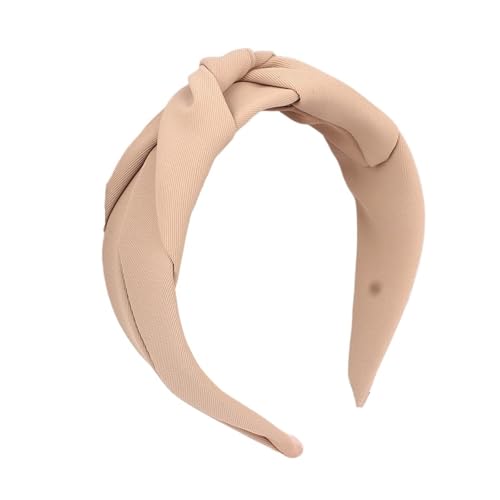 Geknotete Stirnbänder for Frauen, einfarbige Stoff-Haarbänder, breites Haarband, weiche Reifen-Accessoires(Beige)