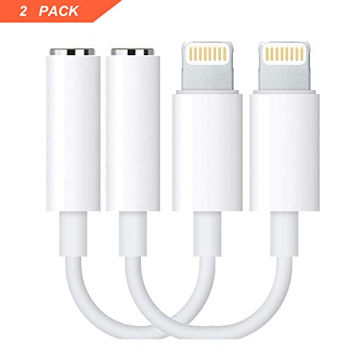 2 Pack Headphone Jack Adapter, QXPLAZA Lightning Connecter to 3.5mm Audio Jack Earphone Extender Jack Stereo for iPhone 7 / 7 Plus - Not Support IOS 10.3