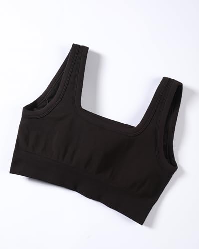 AUROLA Power Sports Bras for Women - Push Up Workout Bra Square Neck Yoga Bra Padded Low Impact Gym Bra Crop Top