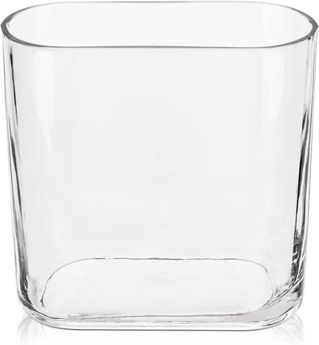 Vaso in vetro trasparente per fiori, rettangolare, decorativo, moderno, per soggiorno, tavolo da pranzo, matrimonio, casa, festa di nozze, centrotavola, 18 cm