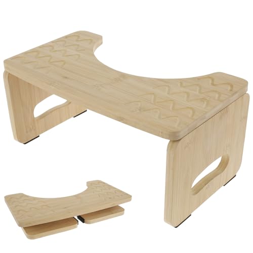 Toilet Footstool, Bamboo Foldable Poop Stool Nonslip Potty Stool Squatting Toilet Leg Raiser Healthy Pooping Stool 300lbs Capacity Poop Foot Stool for Bathroom Adults Kids
