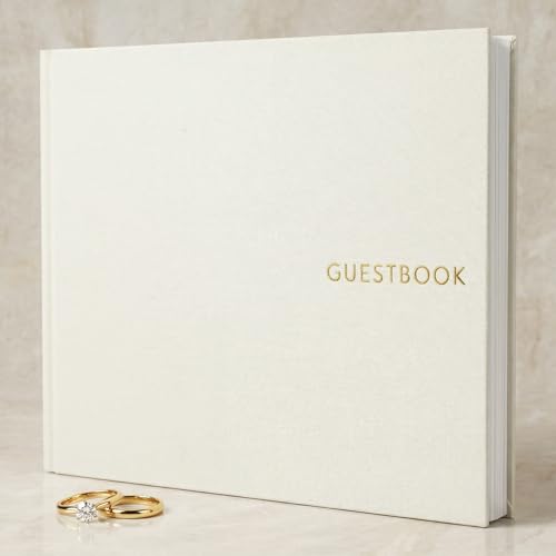 ZICOTO Beautiful Linen Wedding Guest Book for Your...