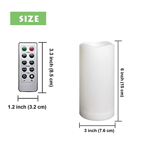 Image of 1 Pack Outdoor Flameless Pillar Candle with Remote and Timer Waterproof Battery Operated Electric LED Candle Set for Gift Home Decor Party Wedding Supplies Garden Christmas Decoration, 3 inch x 6 inch