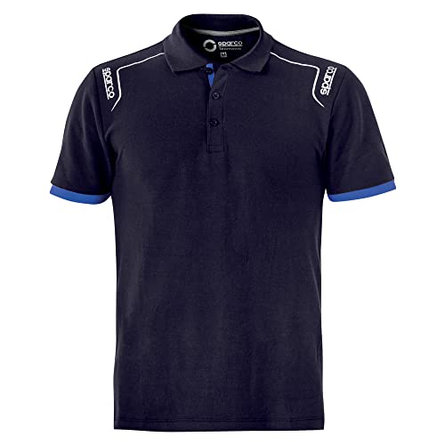 Polo Sparco mixte en piqué de coton noir pour passionnés de sport automobile
